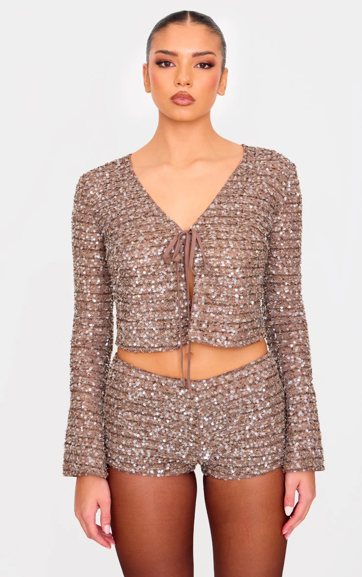 Micro Sequin Silver Shorts