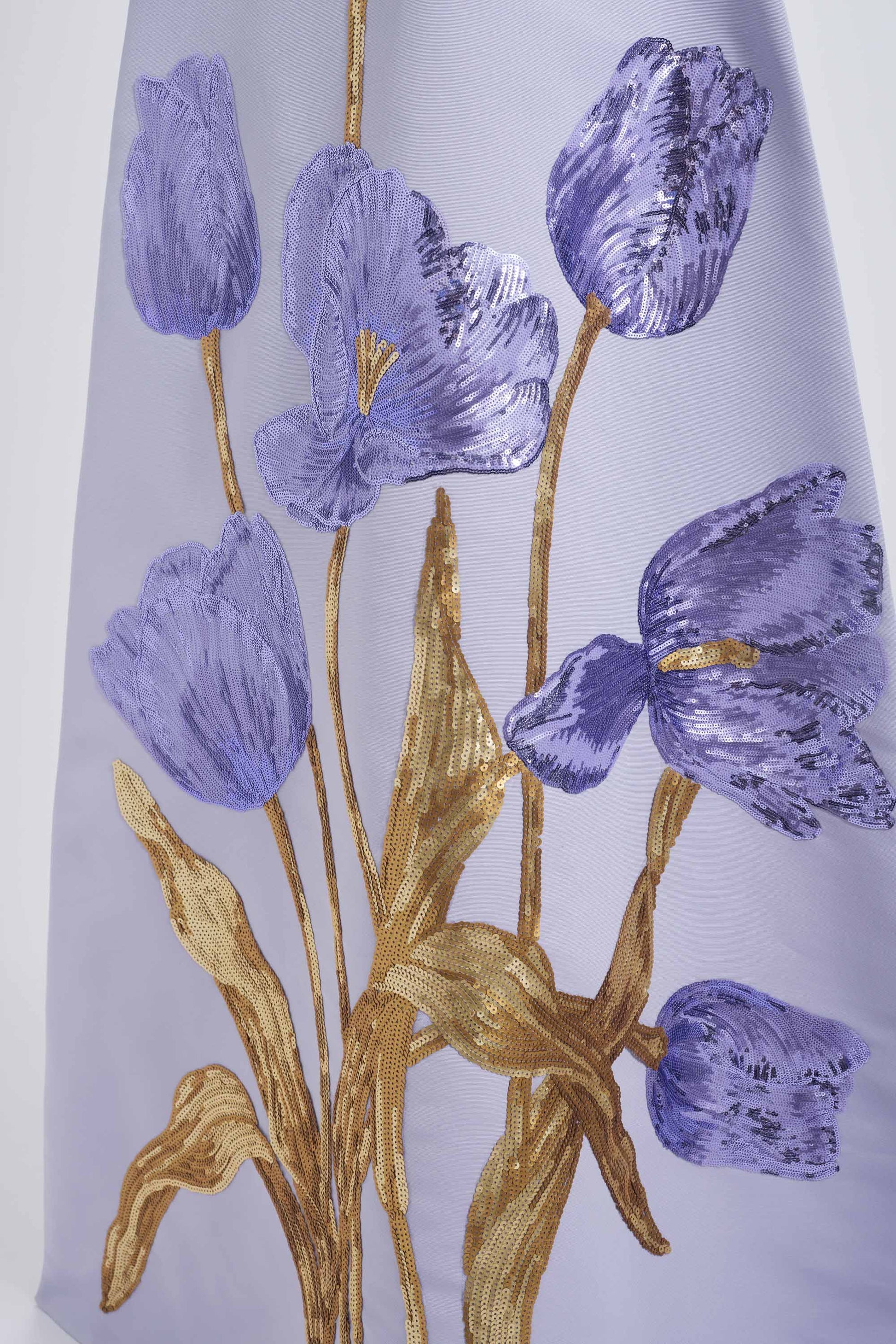 Lilac Amsale Sequin Appliqué Midi Dress in Cerise