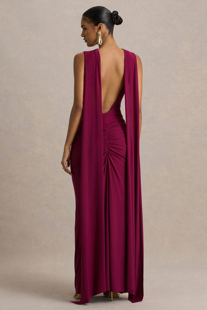 Sleeves Premiere Burgundy Maxi Dress