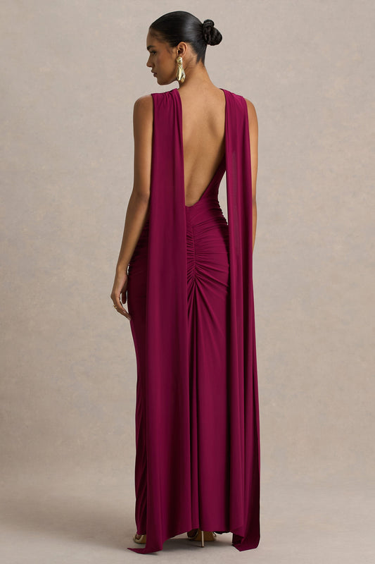Sleeves Premiere Burgundy Maxi Dress