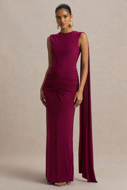 Sleeves Premiere Burgundy Maxi Dress