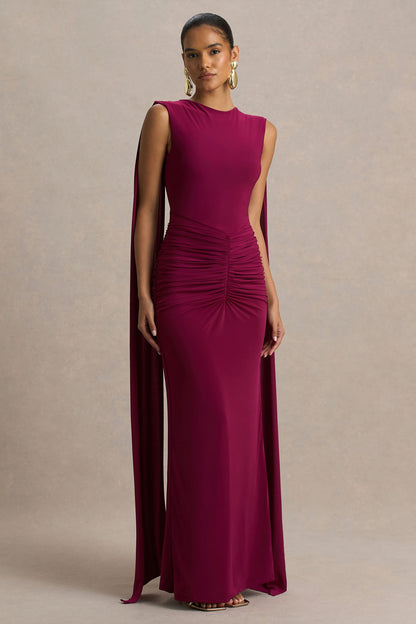 Sleeves Premiere Burgundy Maxi Dress