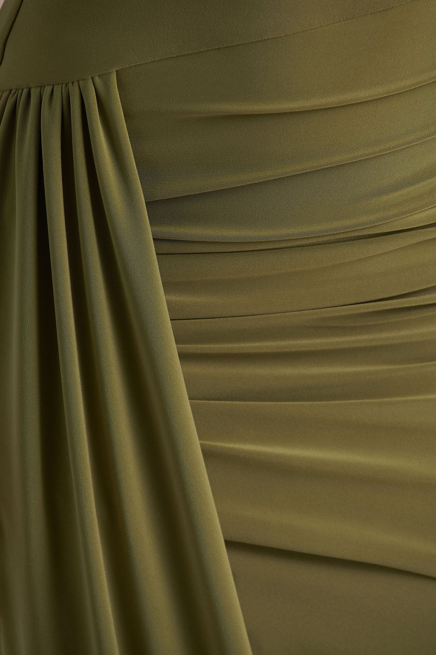 olive Enchant Olive Asymmetric Cape Midi Dress