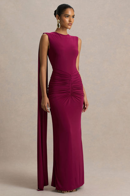 Sleeves Premiere Burgundy Maxi Dress