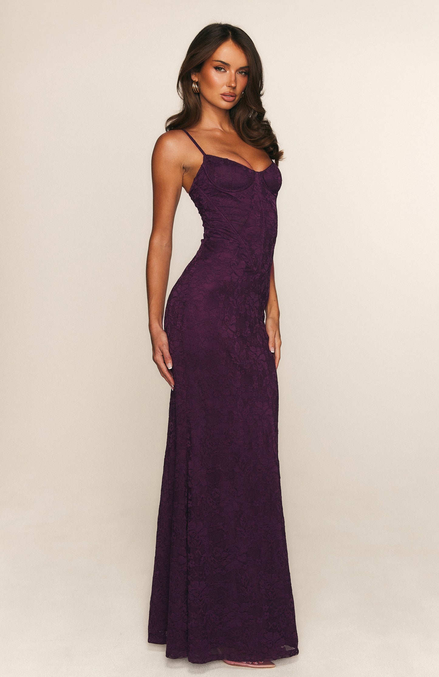 Arabella Floral Maxi Dress in Plum