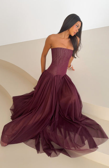 Muse Silk Maxi Dress in Fig