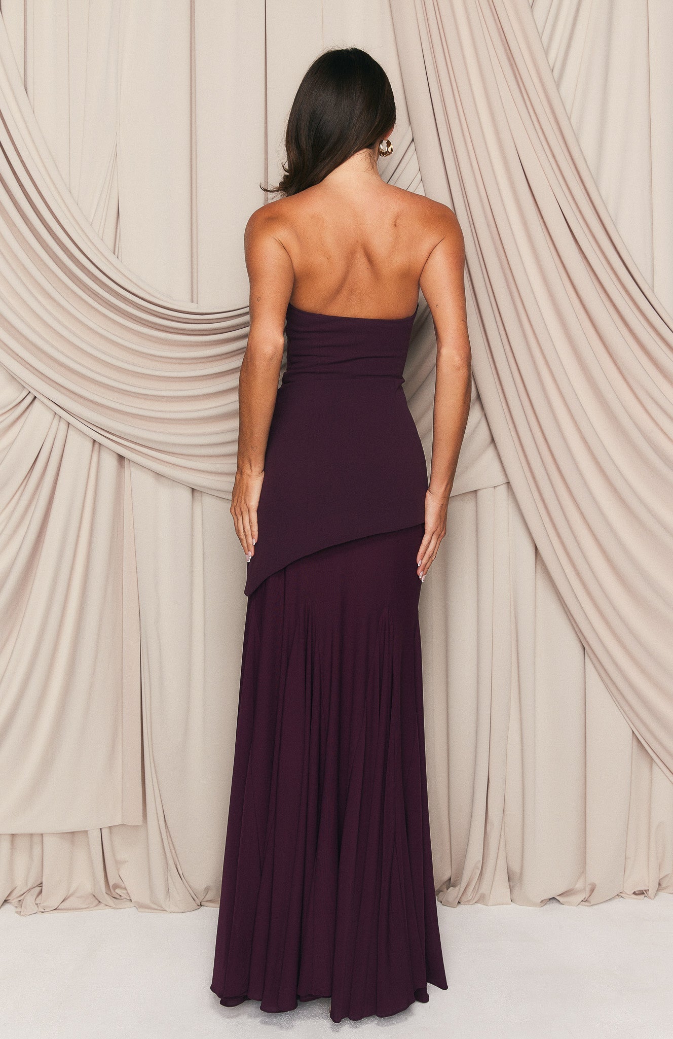 Margot Strapless Maxi Dress in Burgundy