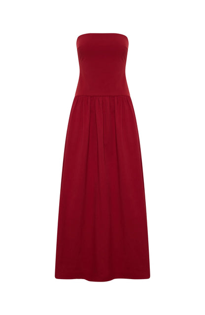 Margot Crepe Maxi Dress in Red