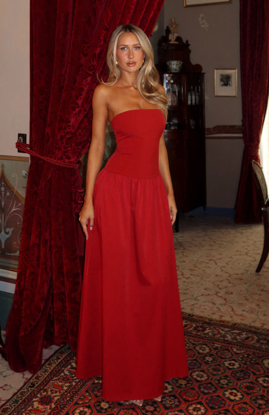Margot Crepe Maxi Dress in Red