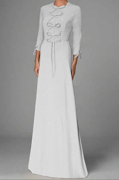Coral Athena Modest Gown with Bow Detail