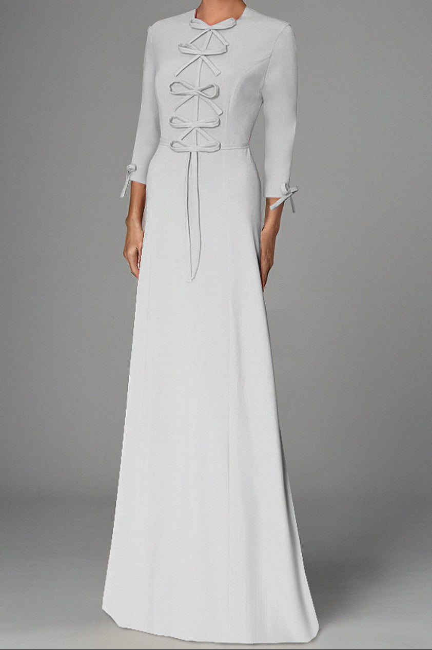 Dusty Pink Athena Modest Gown with Bow Detail