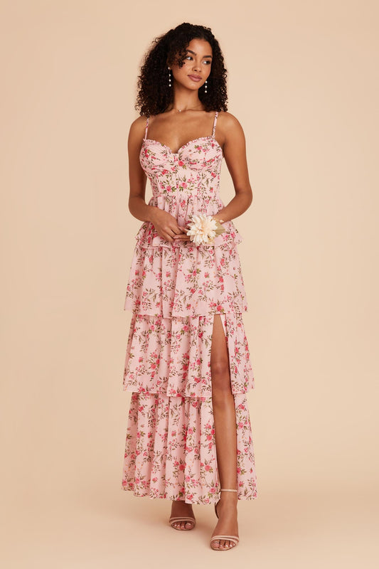 Wild Rose Garden Lola Chiffon Midi Dress in Wild Rose