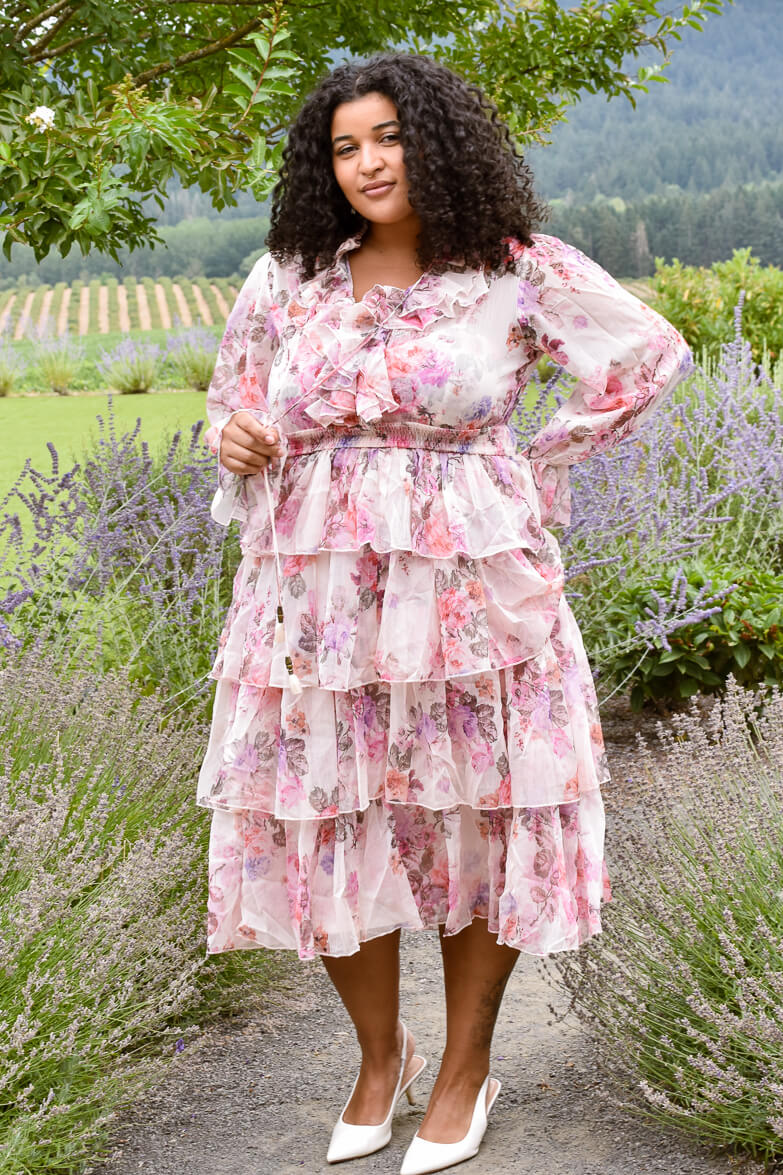 Adelaide Floral Midi Dress in Wine