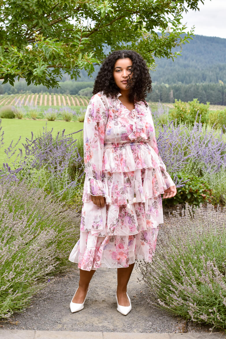 Adelaide Floral Midi Dress in Wine