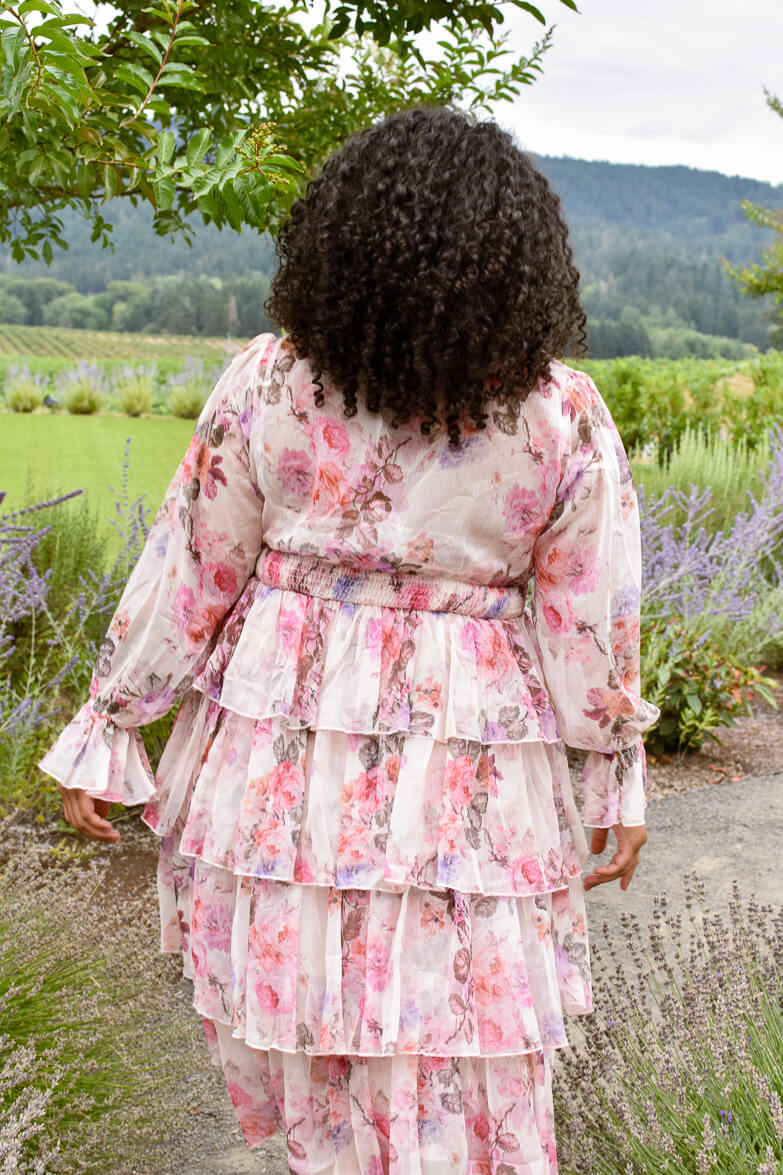 Adelaide Floral Midi Dress in Wine