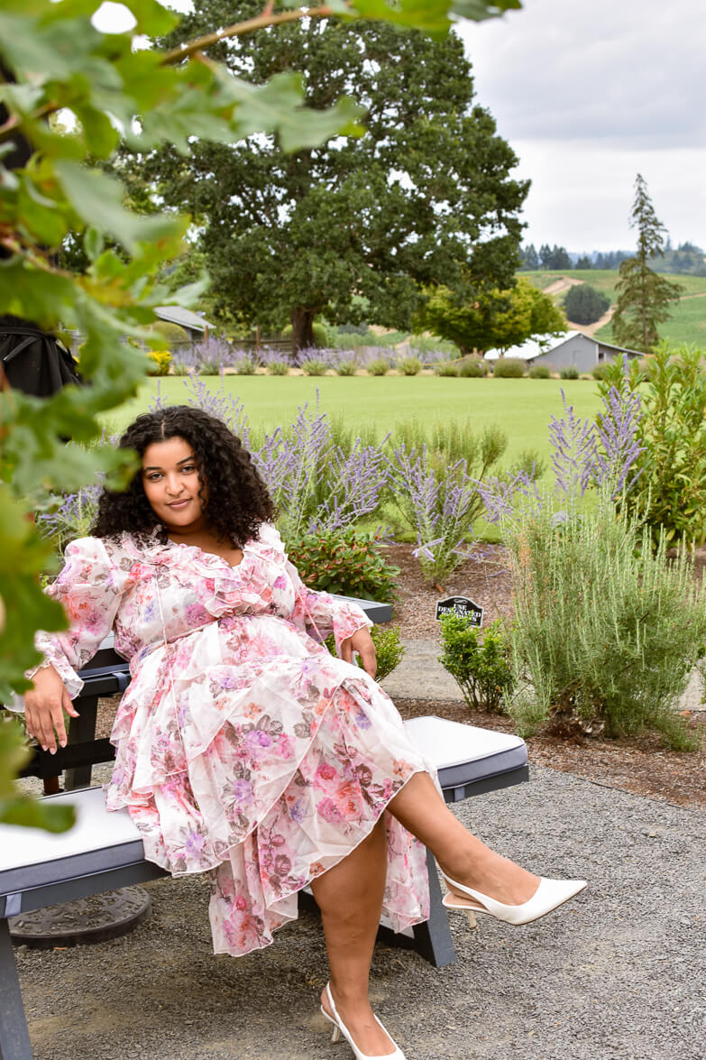 Adelaide Floral Midi Dress in Wine