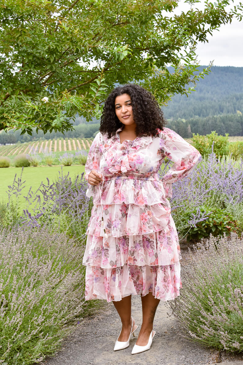 Adelaide Floral Midi Dress in Wine