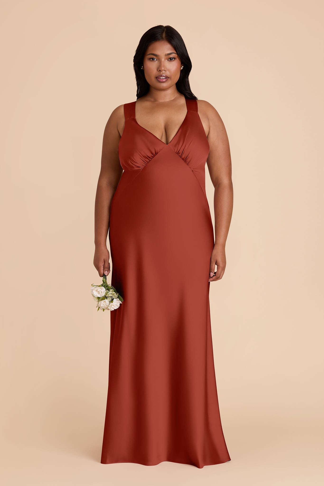 Auburn Veronica Matte Satin Dress in Hazelnut Moody Blooms