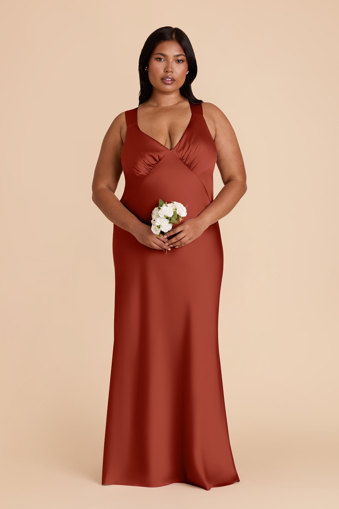 Auburn Veronica Matte Satin Dress in Hazelnut Moody Blooms
