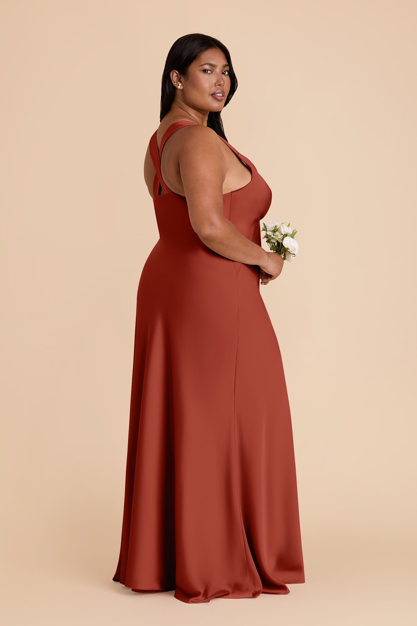 Auburn Veronica Matte Satin Dress in Hazelnut Moody Blooms