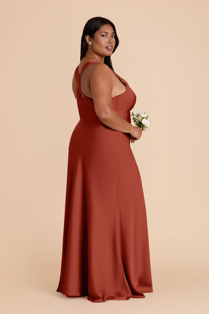 Auburn Veronica Matte Satin Dress in Hazelnut Moody Blooms