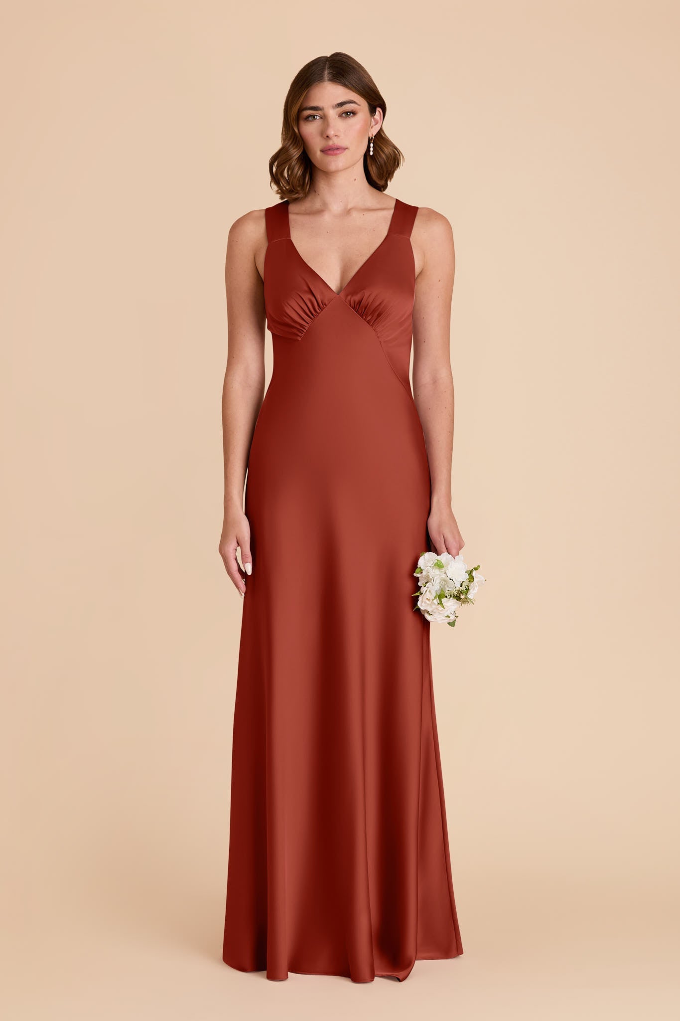 Auburn Veronica Matte Satin Dress in Hazelnut Moody Blooms