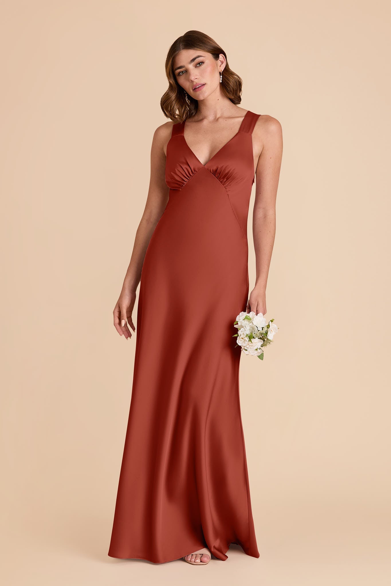 Auburn Veronica Matte Satin Dress in Hazelnut Moody Blooms