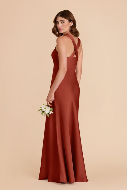 Auburn Veronica Matte Satin Dress in Hazelnut Moody Blooms