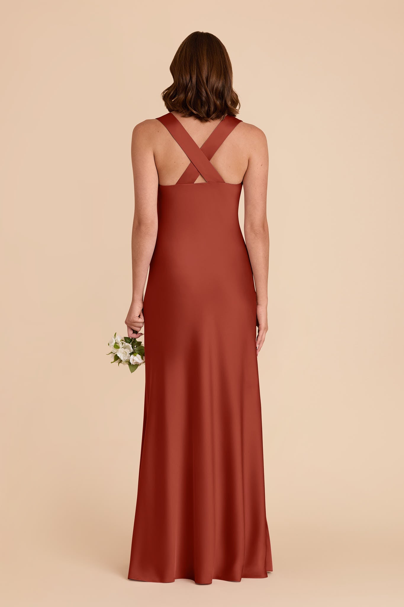 Auburn Veronica Matte Satin Dress in Hazelnut Moody Blooms