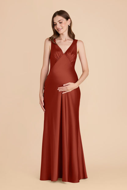 Auburn Veronica Matte Satin Dress in Hazelnut Moody Blooms