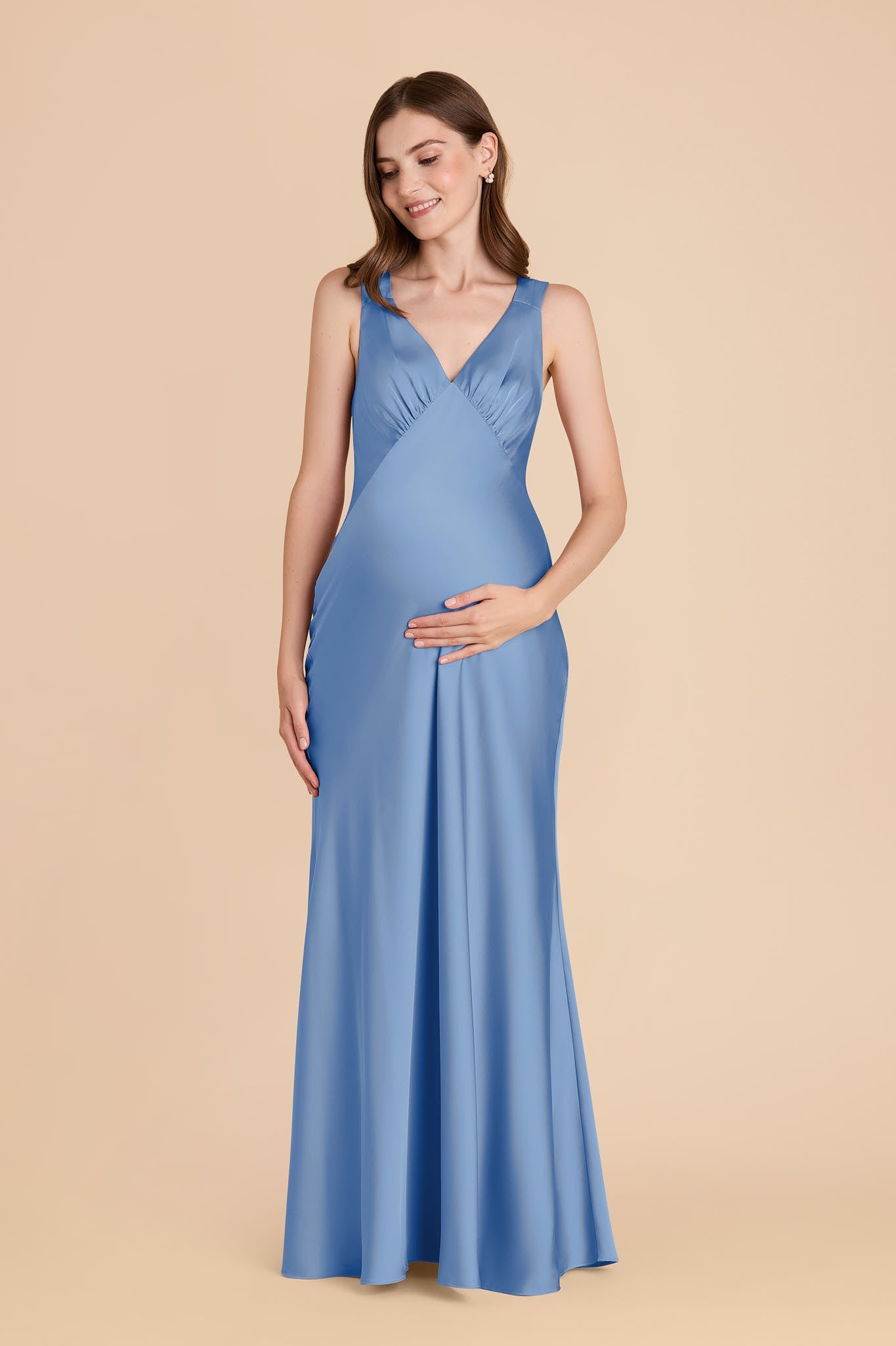 Bluebell Veronica Matte Satin Dress in Hazelnut Moody Blooms