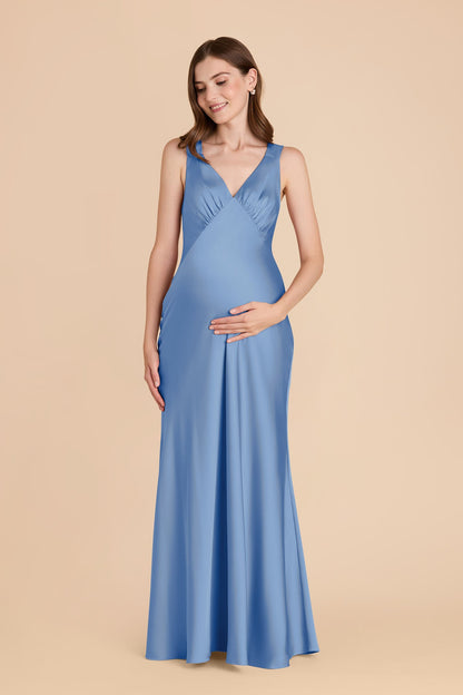 Bluebell Veronica Matte Satin Dress in Hazelnut Moody Blooms