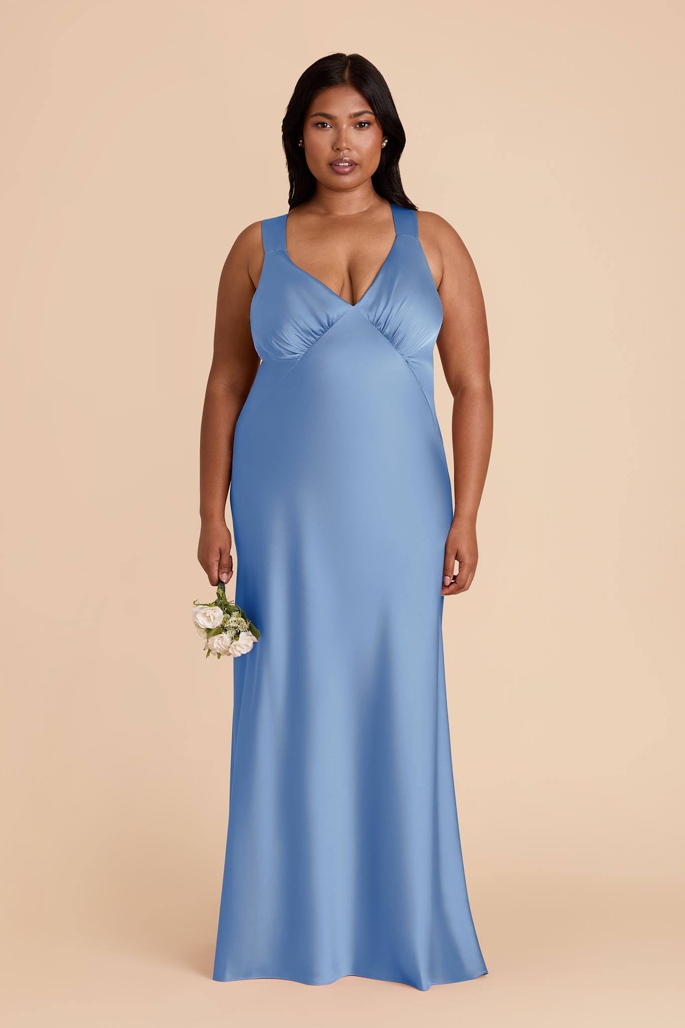 Bluebell Veronica Matte Satin Dress in Hazelnut Moody Blooms
