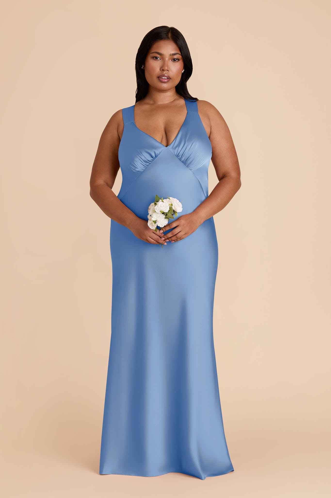 Bluebell Veronica Matte Satin Dress in Hazelnut Moody Blooms