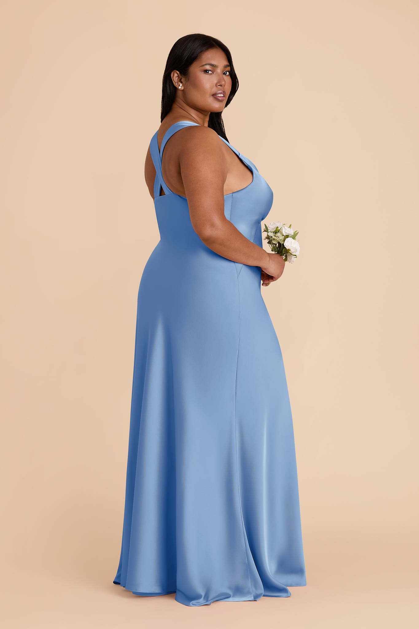 Bluebell Veronica Matte Satin Dress in Hazelnut Moody Blooms