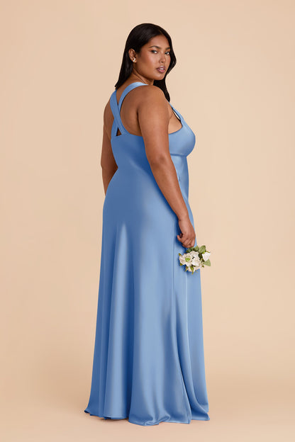 Bluebell Veronica Matte Satin Dress in Hazelnut Moody Blooms