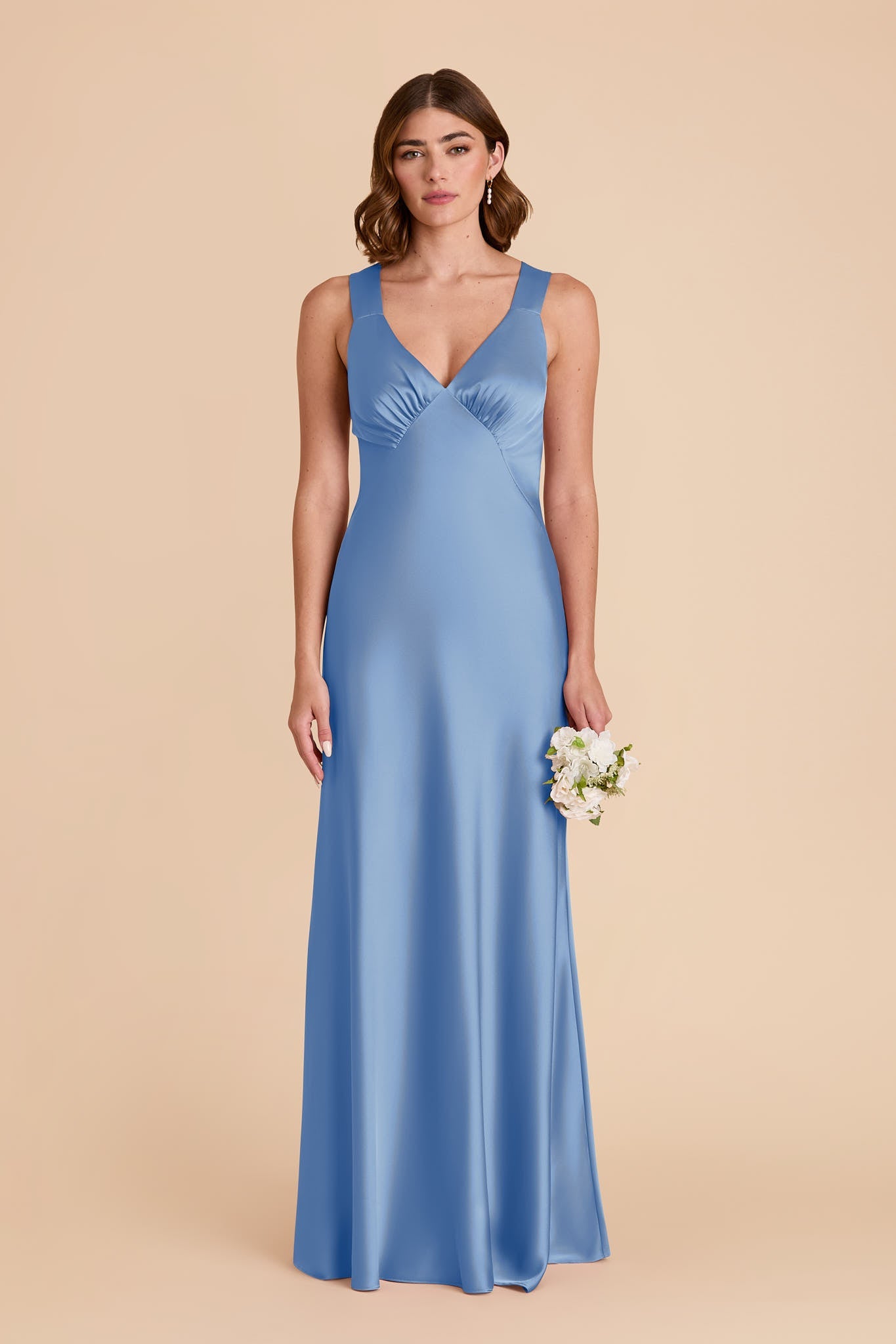 Bluebell Veronica Matte Satin Dress in Hazelnut Moody Blooms