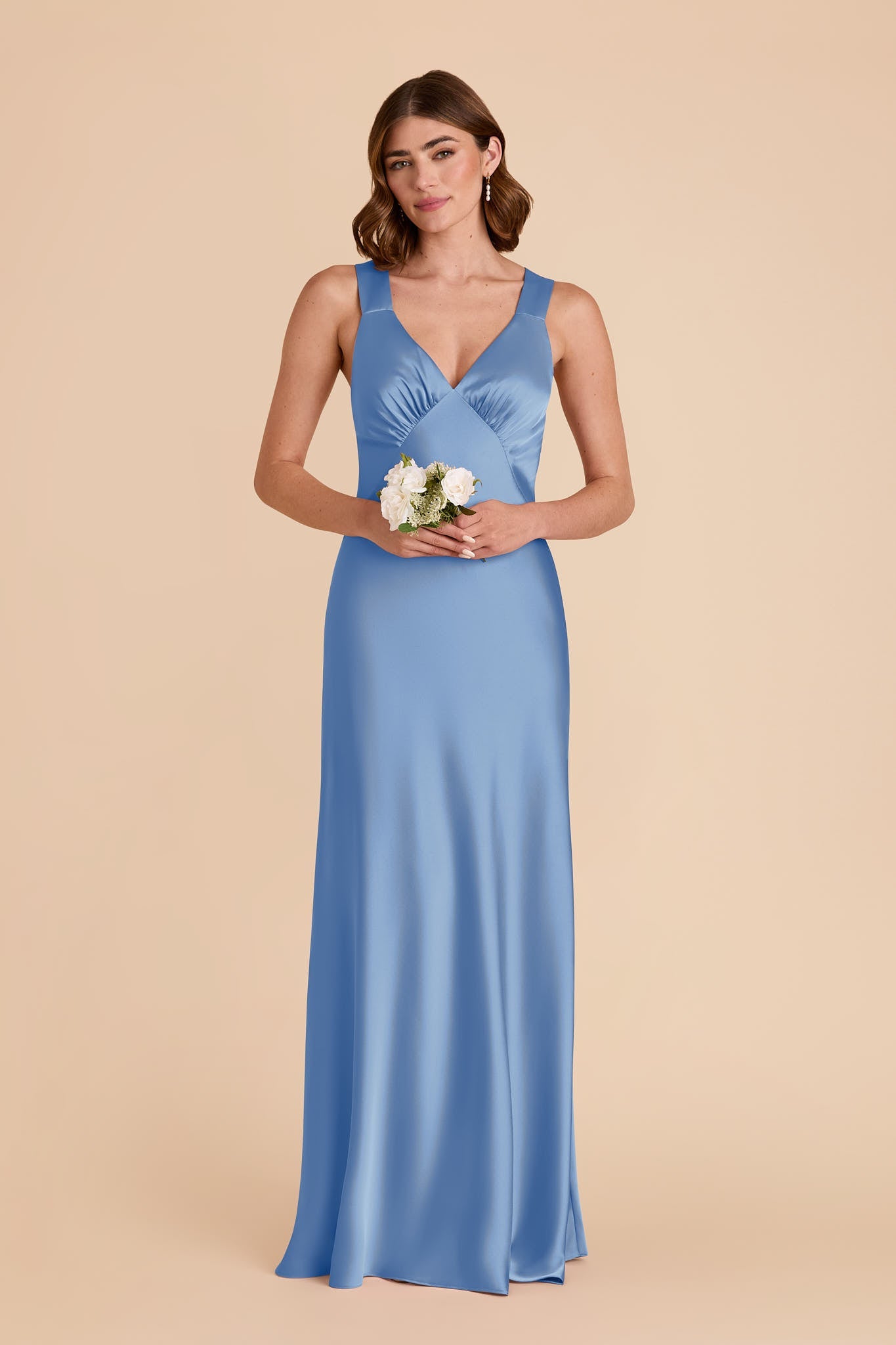 Bluebell Veronica Matte Satin Dress in Hazelnut Moody Blooms