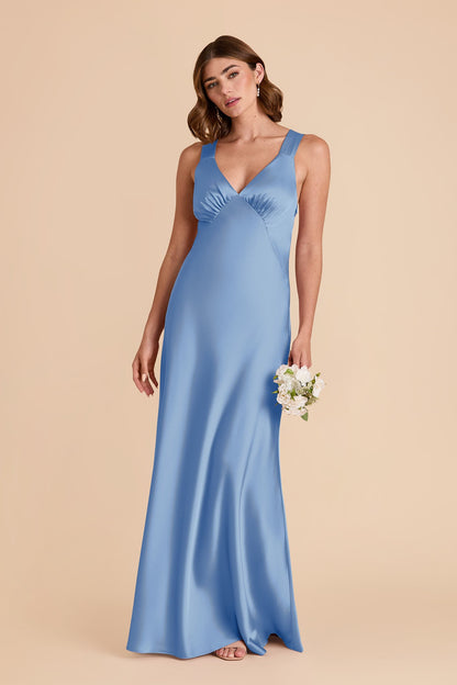 Bluebell Veronica Matte Satin Dress in Hazelnut Moody Blooms