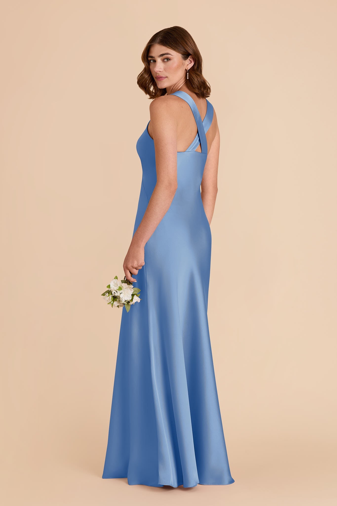 Bluebell Veronica Matte Satin Dress in Hazelnut Moody Blooms