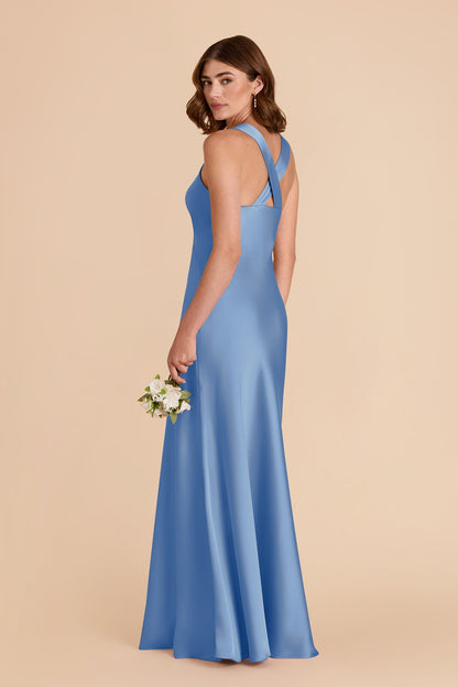 Bluebell Veronica Matte Satin Dress in Hazelnut Moody Blooms