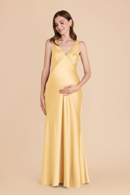 Butter Veronica Matte Satin Dress in Hazelnut Moody Blooms