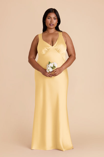 Butter Veronica Matte Satin Dress in Hazelnut Moody Blooms