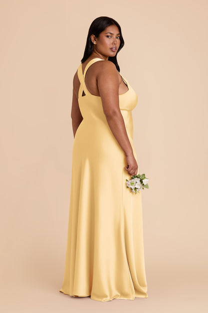 Butter Veronica Matte Satin Dress in Hazelnut Moody Blooms