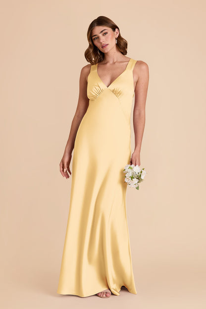 Butter Veronica Matte Satin Dress in Hazelnut Moody Blooms