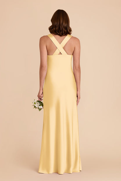 Butter Veronica Matte Satin Dress in Hazelnut Moody Blooms