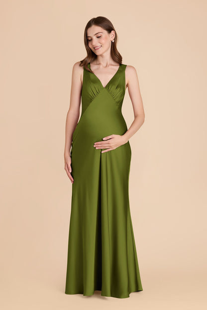 Cactus Veronica Matte Satin Dress in Hazelnut Moody Blooms