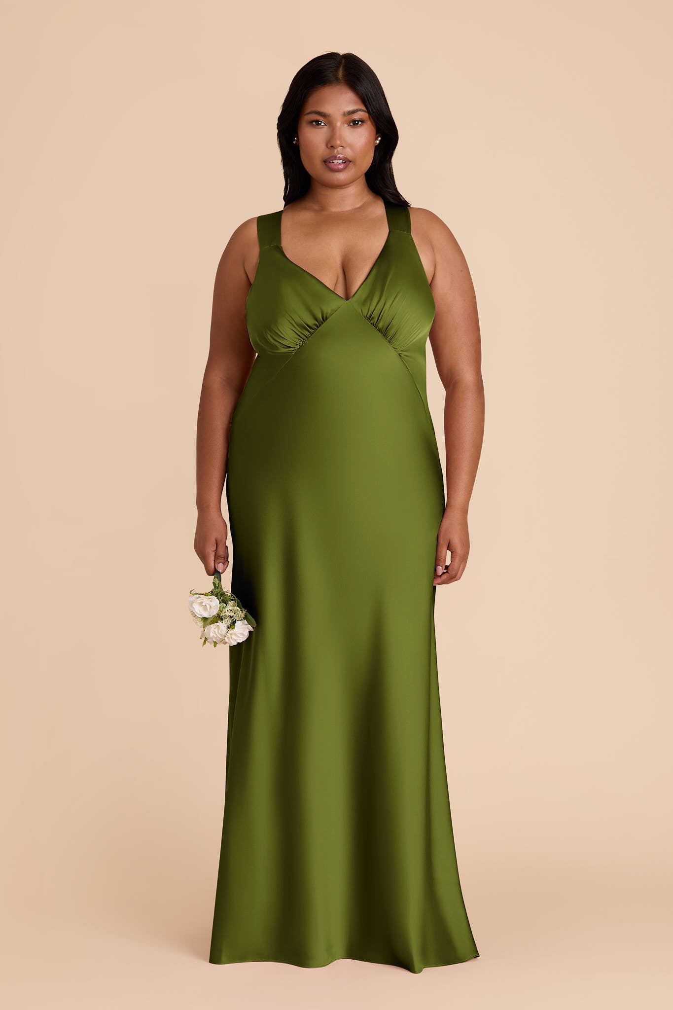 Cactus Veronica Matte Satin Dress in Hazelnut Moody Blooms