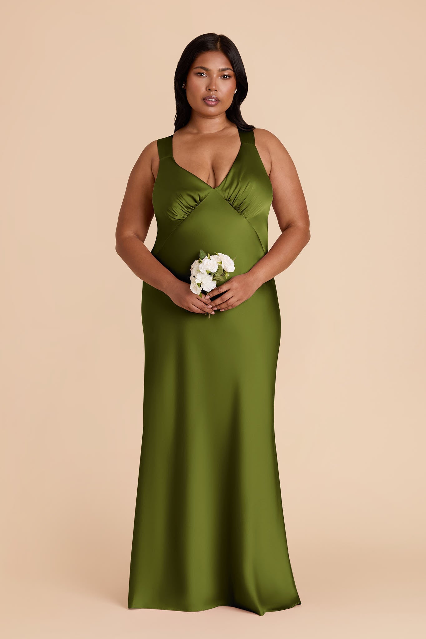 Cactus Veronica Matte Satin Dress in Hazelnut Moody Blooms