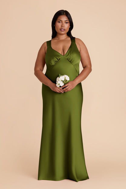 Cactus Veronica Matte Satin Dress in Hazelnut Moody Blooms
